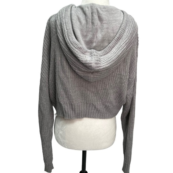 𝅺streetwear Society🖤Cropped Grey Knit Sweater Hood Size S - Picture 5 of 10